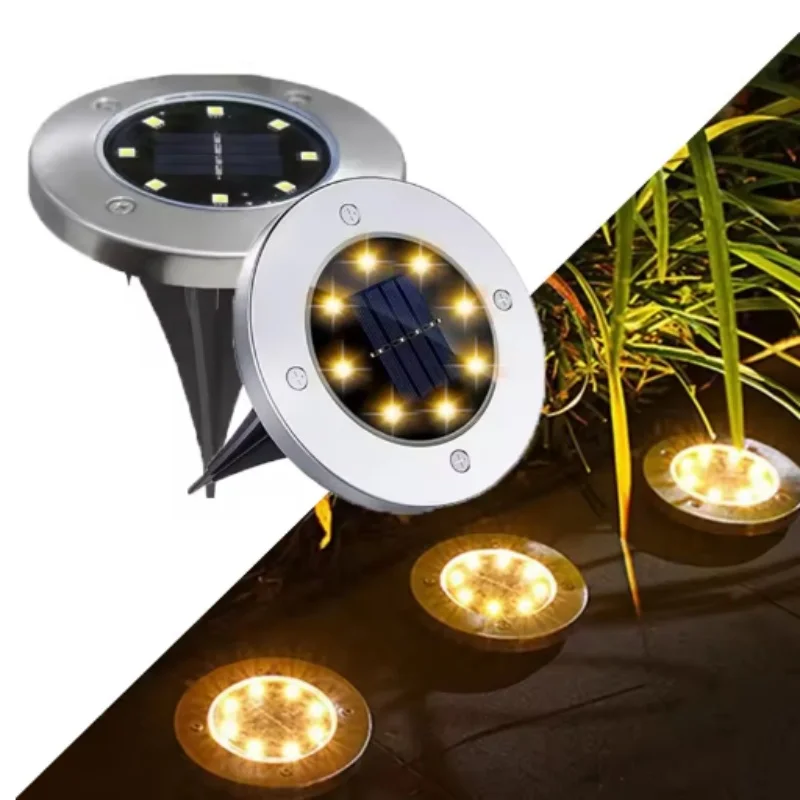

8 LED Outdoor Solar Power Disk Light Garden Solar Underground Light Deck Light Spotlight Buried Solar Led Lamp Garden Decor