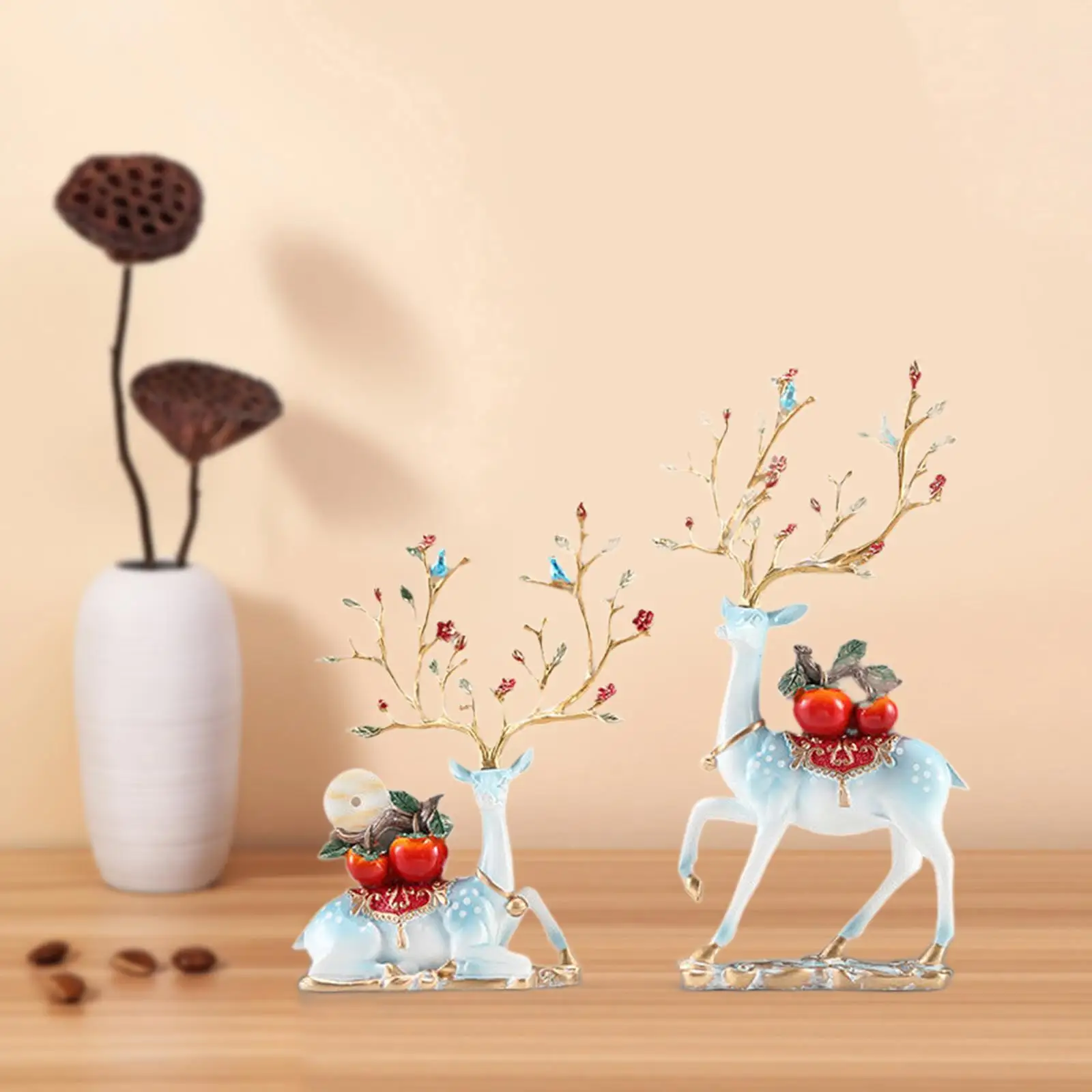 

Reindeer Statue Animal Statue Deer Figurines for Office Bookshelf Cabinet