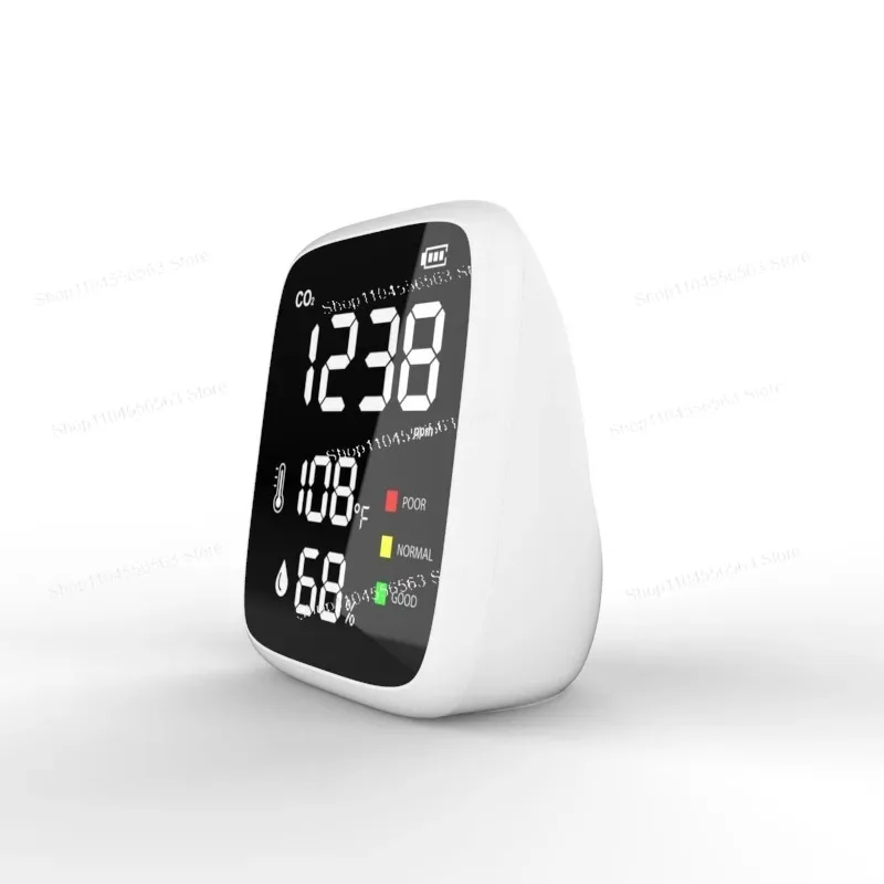 Mini CO2 Detector with Alarm Air Quality Monitor Carbon Dioxide Temperature Humidity LED Display