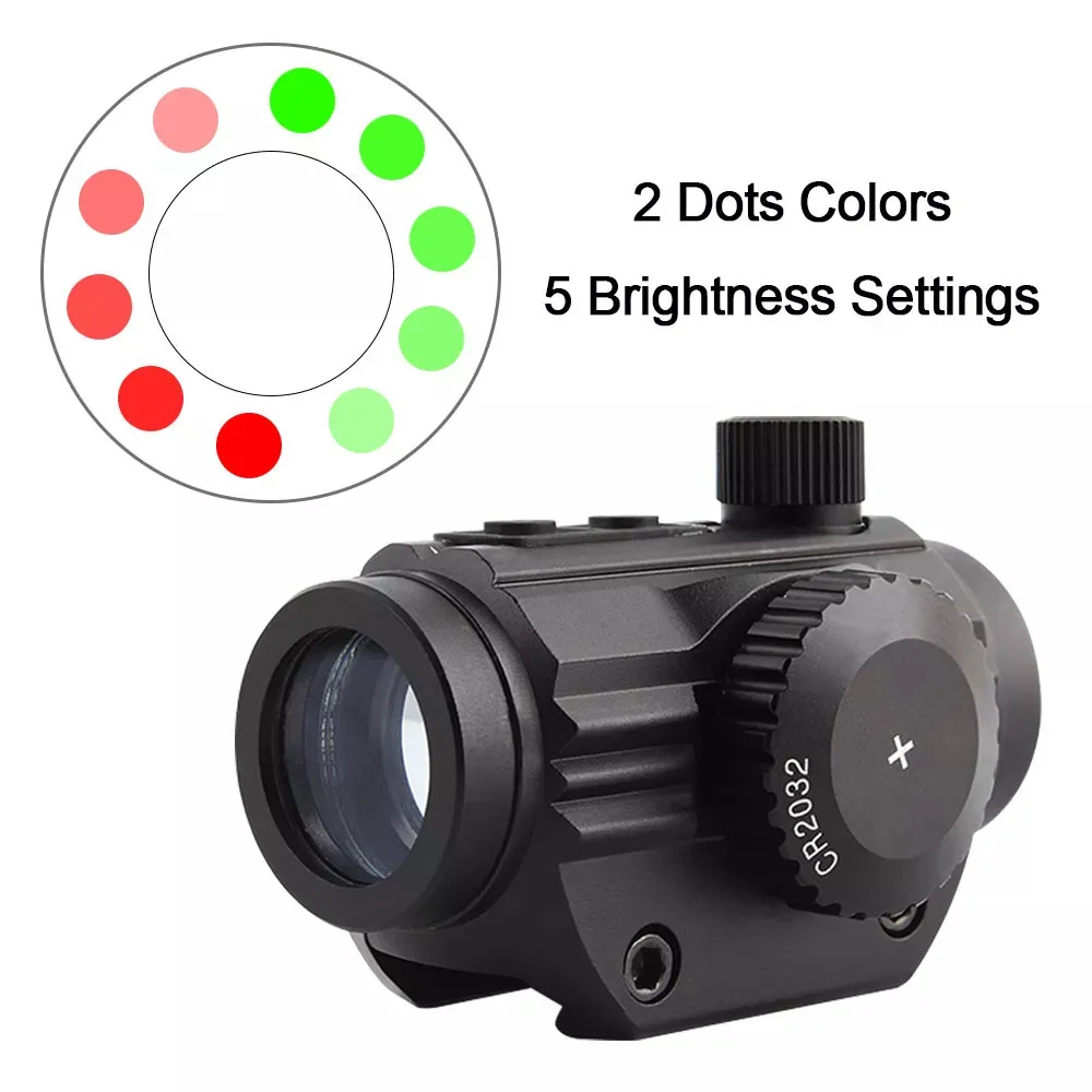 1x20mm Dual-Illuminated Red/Green Push Button Micro Dot Sight with 5 MOA Reticle, Black