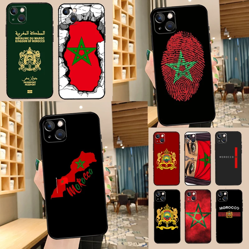 حافظة هاتف بعلم المغرب من ماروك ، غطاء لهاتف آيفون 11 ، 12 ، 13 ، 14 ، 15 برو ماكس ، 12 ، 13 Mini ، X ، XR ، XS MAX ، 7 ، 8 Plus