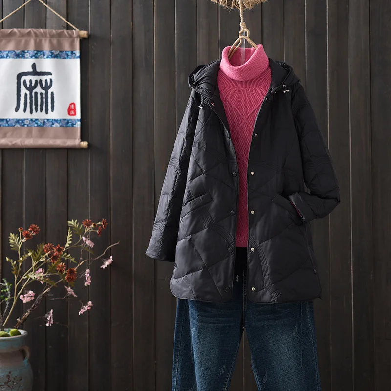 Abrigo ultraligero con capucha para mujer, chaqueta de plumón de pato blanco, 3xl talla grande, novedad de 2023, 90%