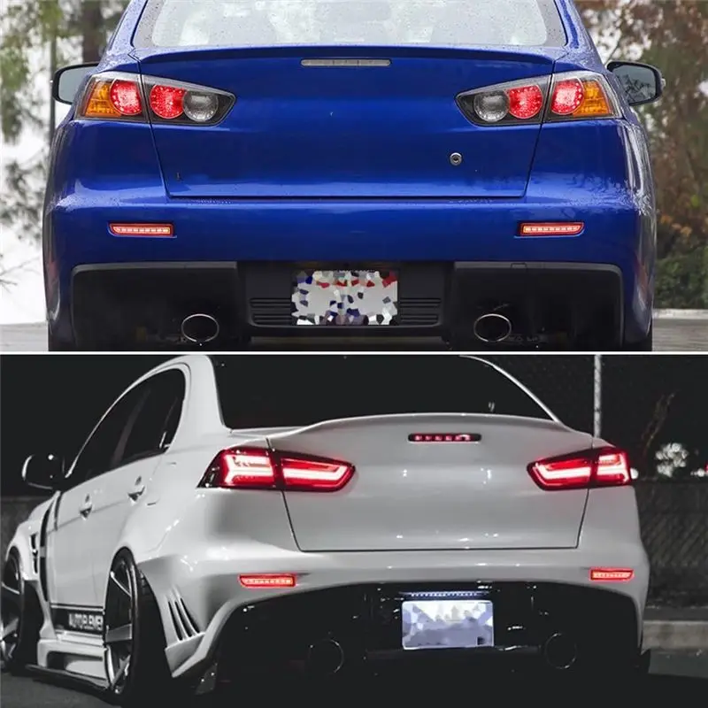 M93K-Rear Bumper Reflector Brake Lights Sequential Turn Signal Light For Mitsubishi Lancer 2008-2017 Evolution X 2011-2012