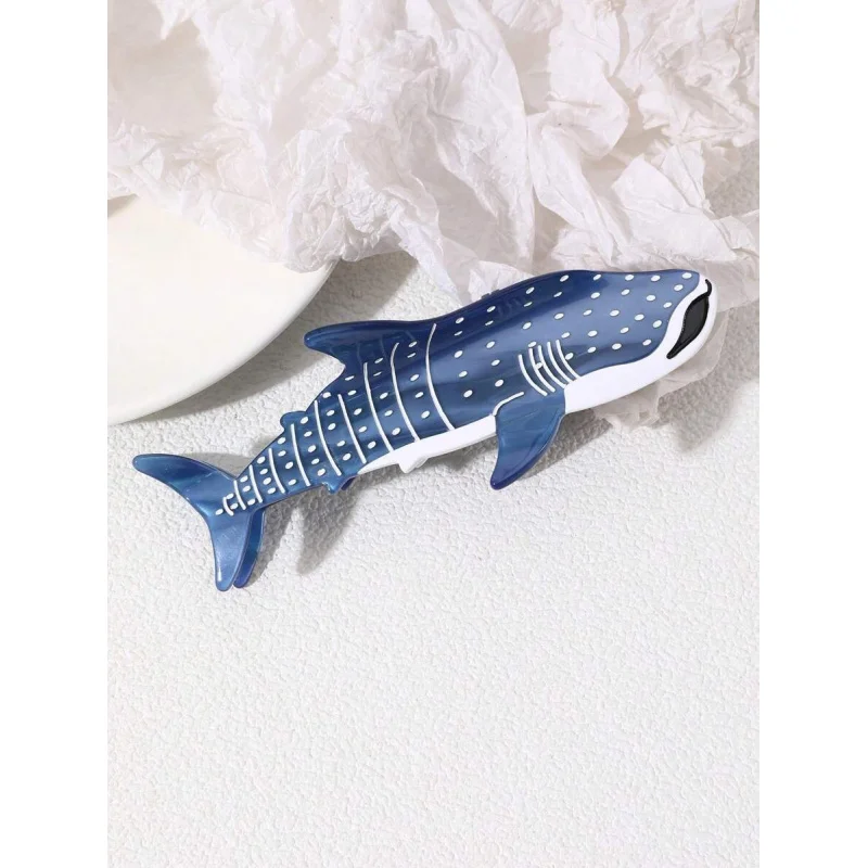 

1pc Women‘s Unique Leopard Print Hair Claw in Ocean Blue, Acetate Clip for Fall/Winter Vacation Outfits.