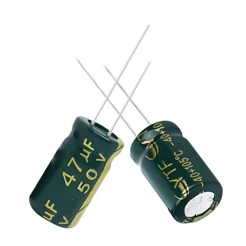 20pcs 50V47UF Green Gold Aluminum Electrolytic Capacitor 6*12mm High Frequency Low Resistance Switching Power Supply Unit