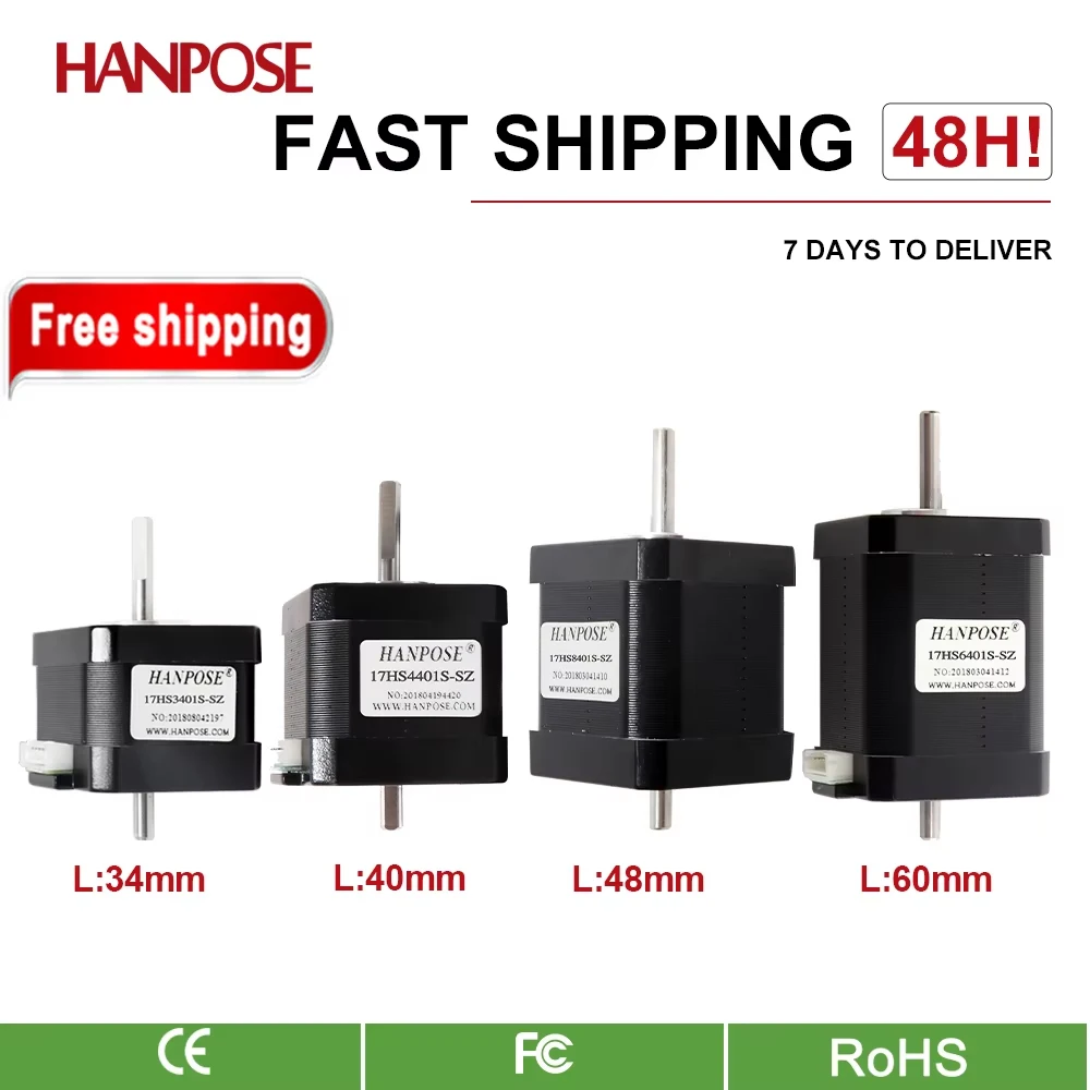 Moteur pas à pas NEMA17 17HS6401S-SZ 17HS3401S-SZ 17HS4401S-SZ, double axe, 12V, 42BYGH, 1,7A, 70N · cm, adapté aux imprimantes