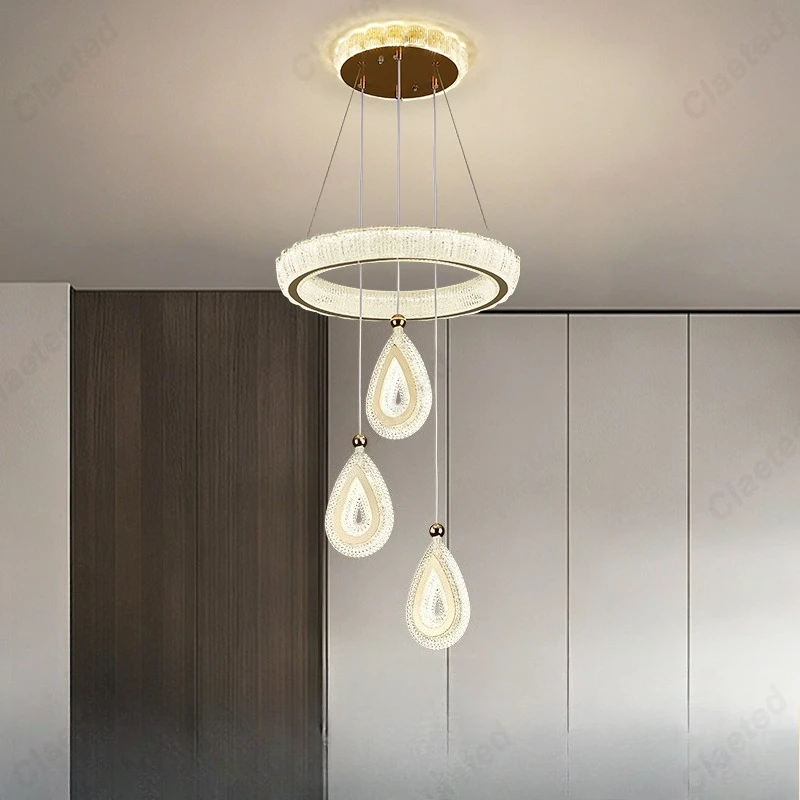 

Modern Minimalist Acrylic Crystal Chandelier Decorative Lighting Fixtures for Dining Rooms, Living Rooms, Stairwells