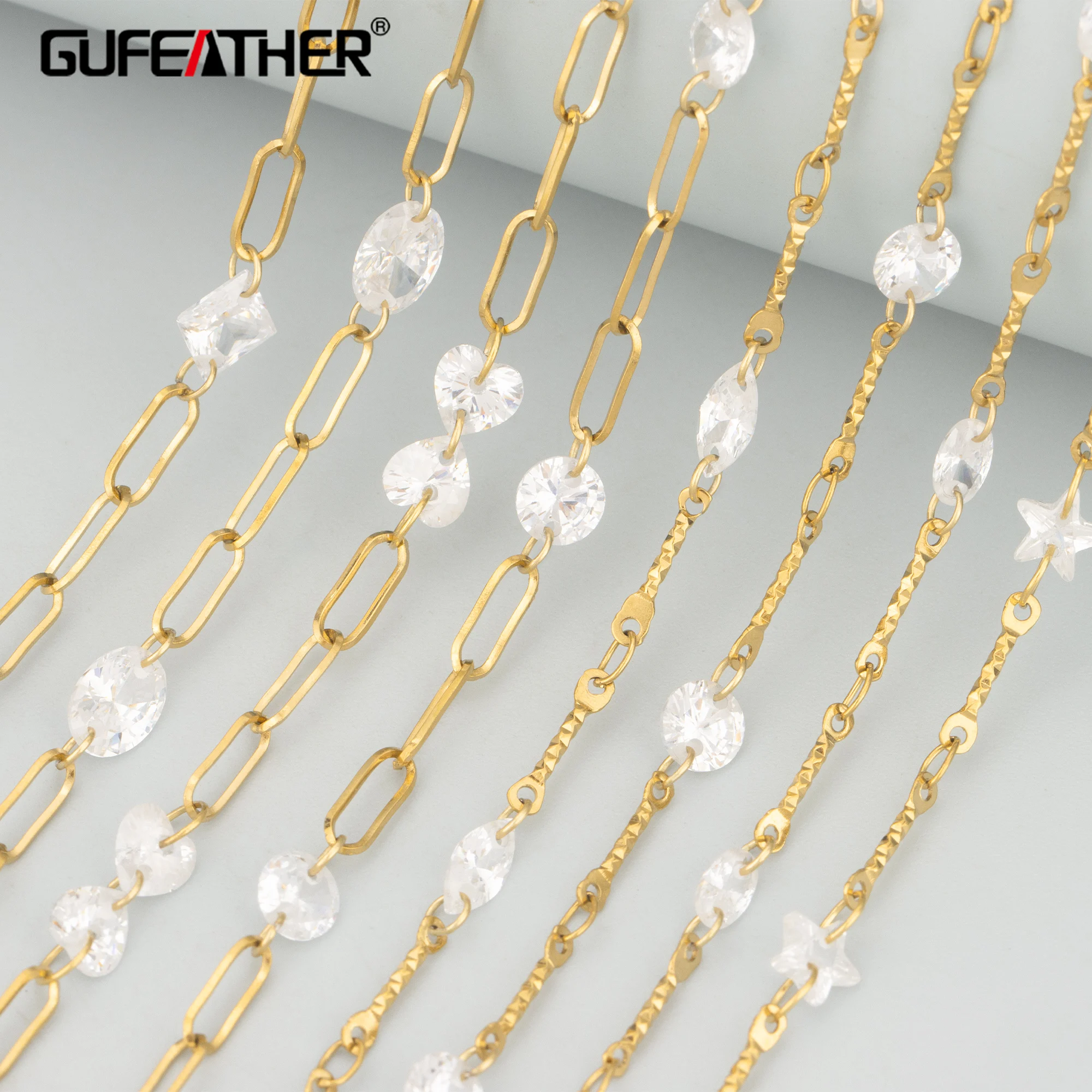 

GUFEATHER, 50 см/лот, C445, ювелирные аксессуары, нержавеющая сталь 316L, ручная работа, цирконы, фурнитура для изготовления ювелирных изделий, браслет-колье своими руками