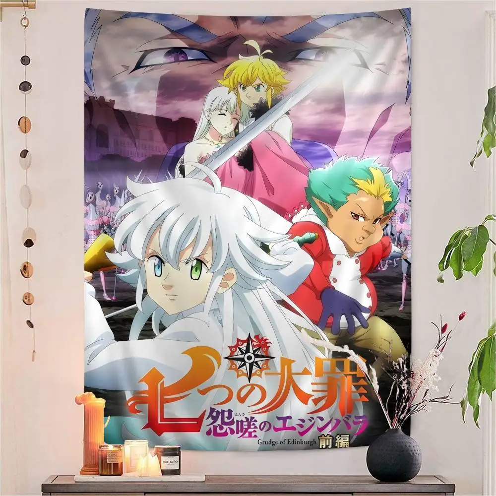 الخطايا السبع المميتة المعلقة نسيج البوهيمي اليابانية قماش مزخرف جداري أنيمي Kawaii ديكور الغرفة #2