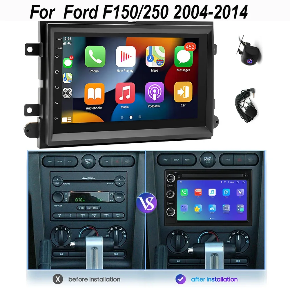 2 + 32g 7in android 13 rádio estéreo do carro navegação gps para ford f150/250 2004-2014 rádio do carro com bluetooth wifi fm/rds swc + ahd