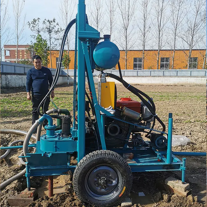 150m 25hp Diesel Hydraulic Rotary Multifunctional Water Well Drilling Rig Four Cylinder Wheel Rig Long Service