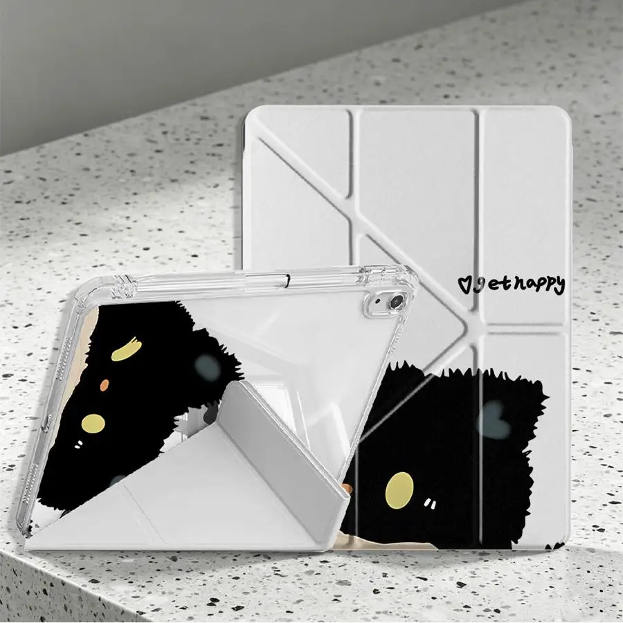 Tablet Case For Samsung Galaxy Tab S7 FE S8 A8 A9 Plus A11 S9 Plus S10 Lite With Pen Slot Cover Cartoon Cute Cat