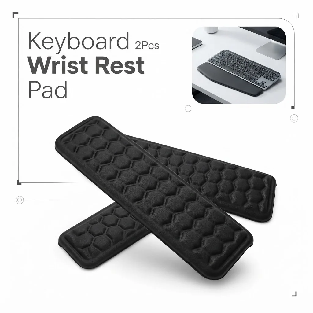 2Pcs Keyboard Wrist Rest Pad with Non-Slip Rubber Bottom-Lycra fabric Keyboard Wrist Memory Foam Pad- for Notebook Laptops
