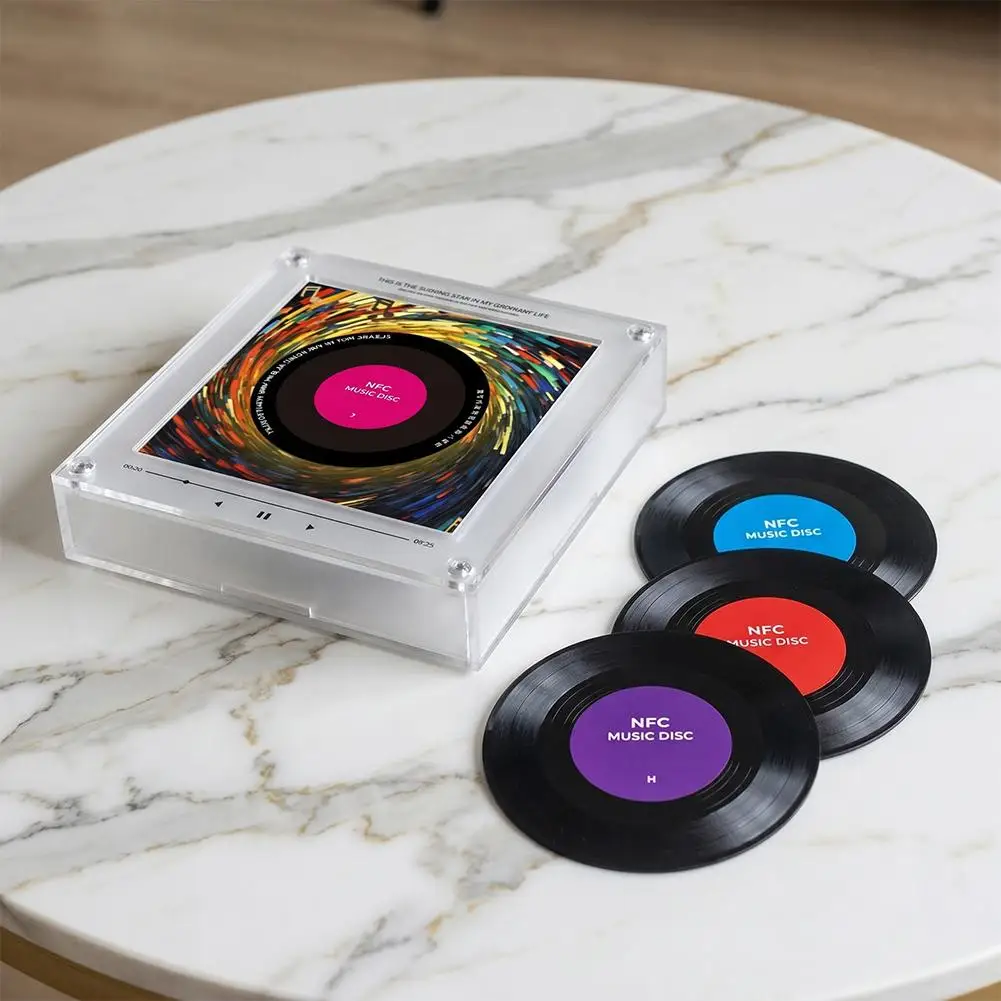 NFC Sensing Song Player with Night Light Refrigerator Magnetic Rotary Disc Machine Acrylic Built-in Speaker Creative Ornament