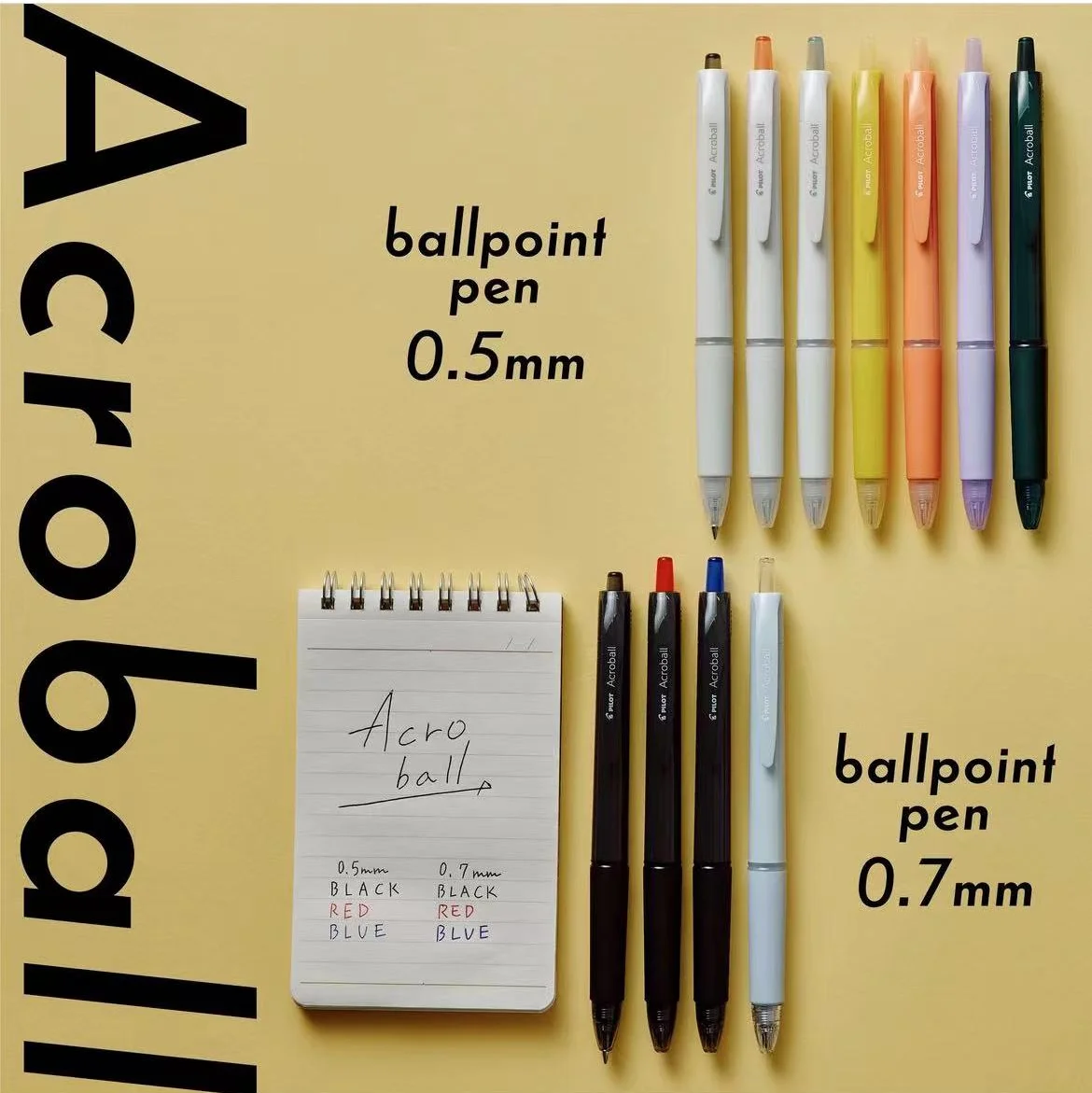 Japan PILOT Acroball Multi-Color Ballpoint Pen 0.5/0.7mm Dazzling Module Pen Professional Note Taking Back To School Stationery