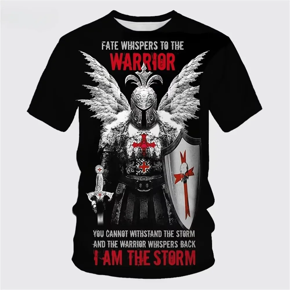 Fashionable Retro Templar 3D Printed Men's T-shirt Summer Casual Street Wear Couple T-shirt Short Sleeved Top
