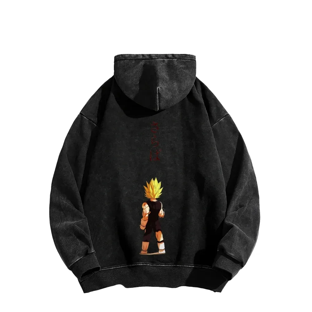 

2025 New Washed Fashion Wukong Retro Hoodie for Men and Women with The Same Pure Cotton Printing