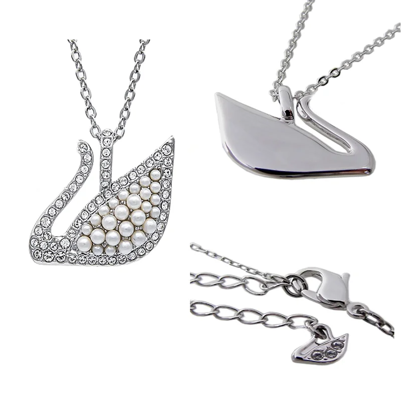 

Классическое жемчужное колье с кристаллами в стиле паве "Лебедь"