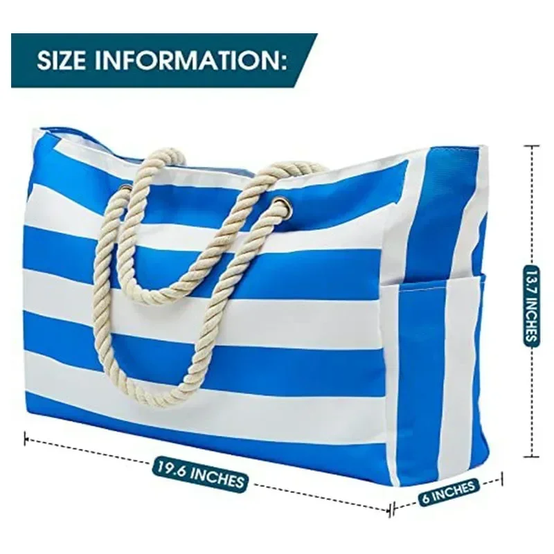 ADX-11 Bolsos de mano de playa impermeables para mujer con cremallera y asa de cuerda Bolsa de verano