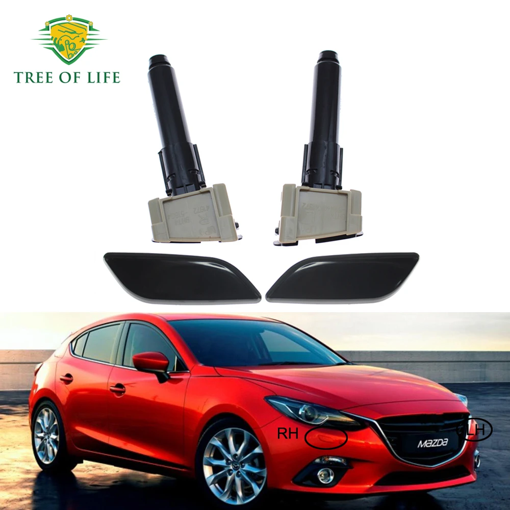 

For Mazda 3 M3 Axela 2013 2014 2015 2016 New Front Bumper Headlight Water Spray Nozzle Actuator Cover Cap Headlamp Washer Set