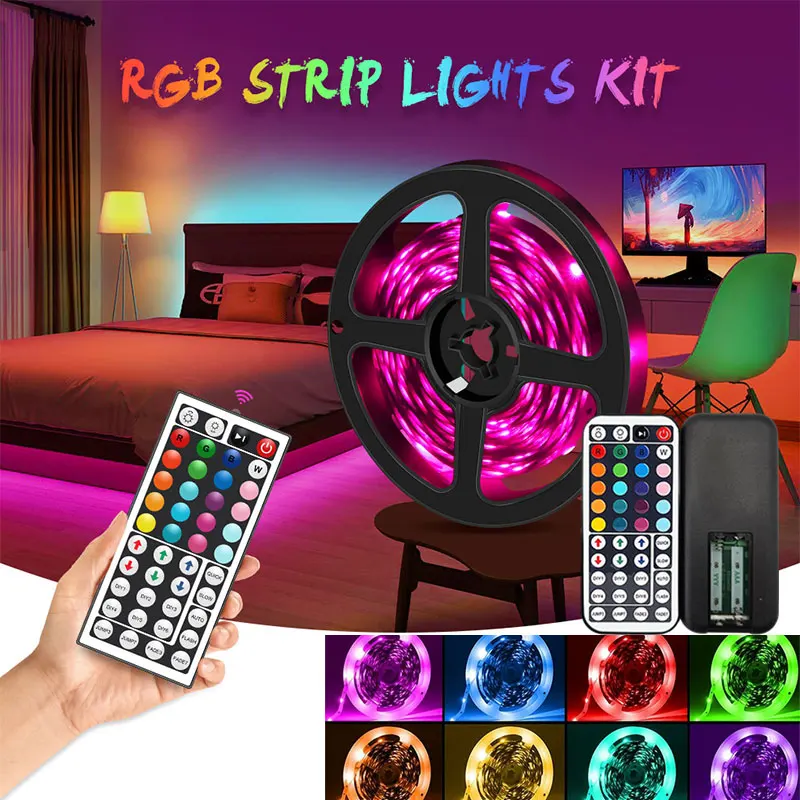 

5V RGB LED Strip Lights Colorful Atmosphere Lighting with 44 Keys Remote for Home Bedroom TV Decor