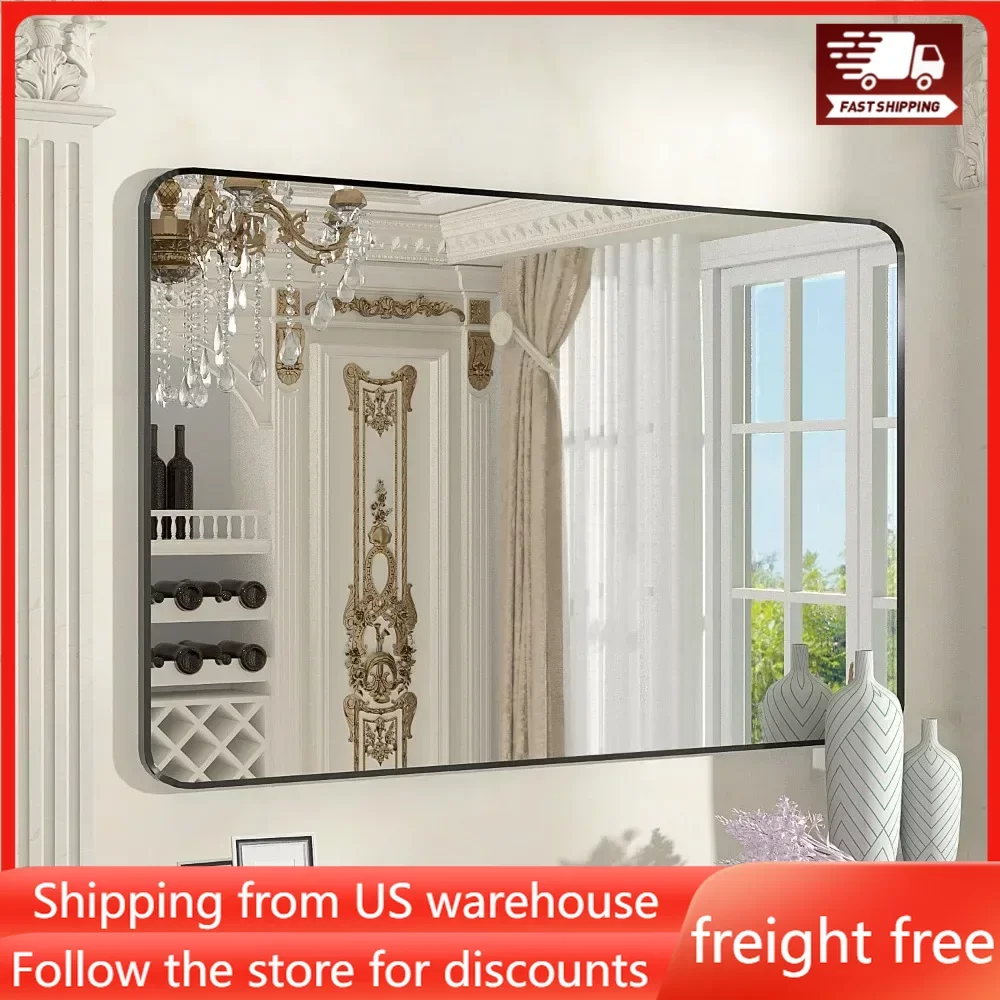 Bathroom Mirrors Free Shipping Metal Framed Mirror Rectangle Wall Mount Bathroom Vanity Mirror Bath Fixture Home Improvement.