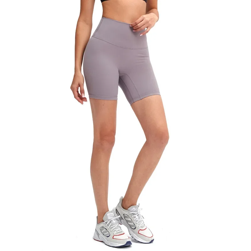 SHINBENE Spring And Summer New T-line Free Solid Color Yoga Shorts Tight Stretch Three-quarter Pants