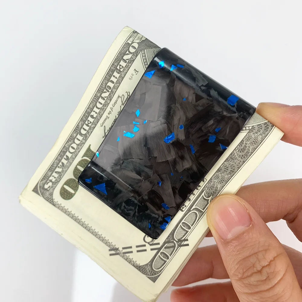 High Quality Luxury Real Forged Red Gold Green Carbon Fiber Cash Money Clip Slim Credit Card Holder for Daily Use