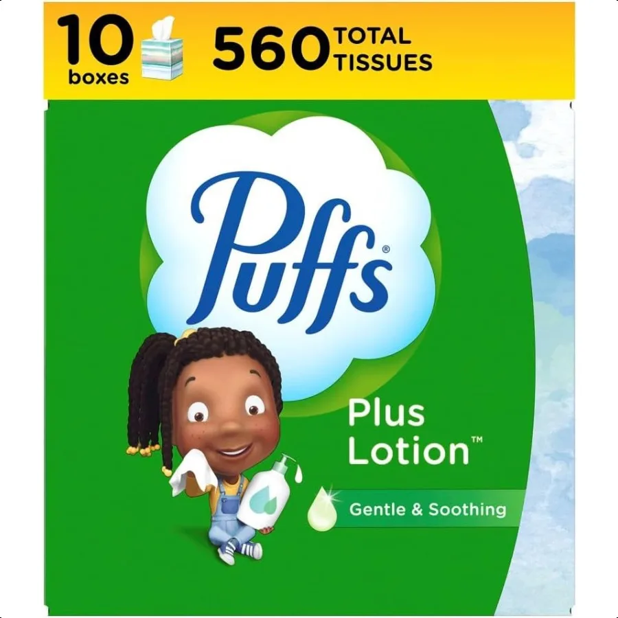 Puffs Plus Lotion Facial Tissues 10 Cubes 56 Tissues Per Box