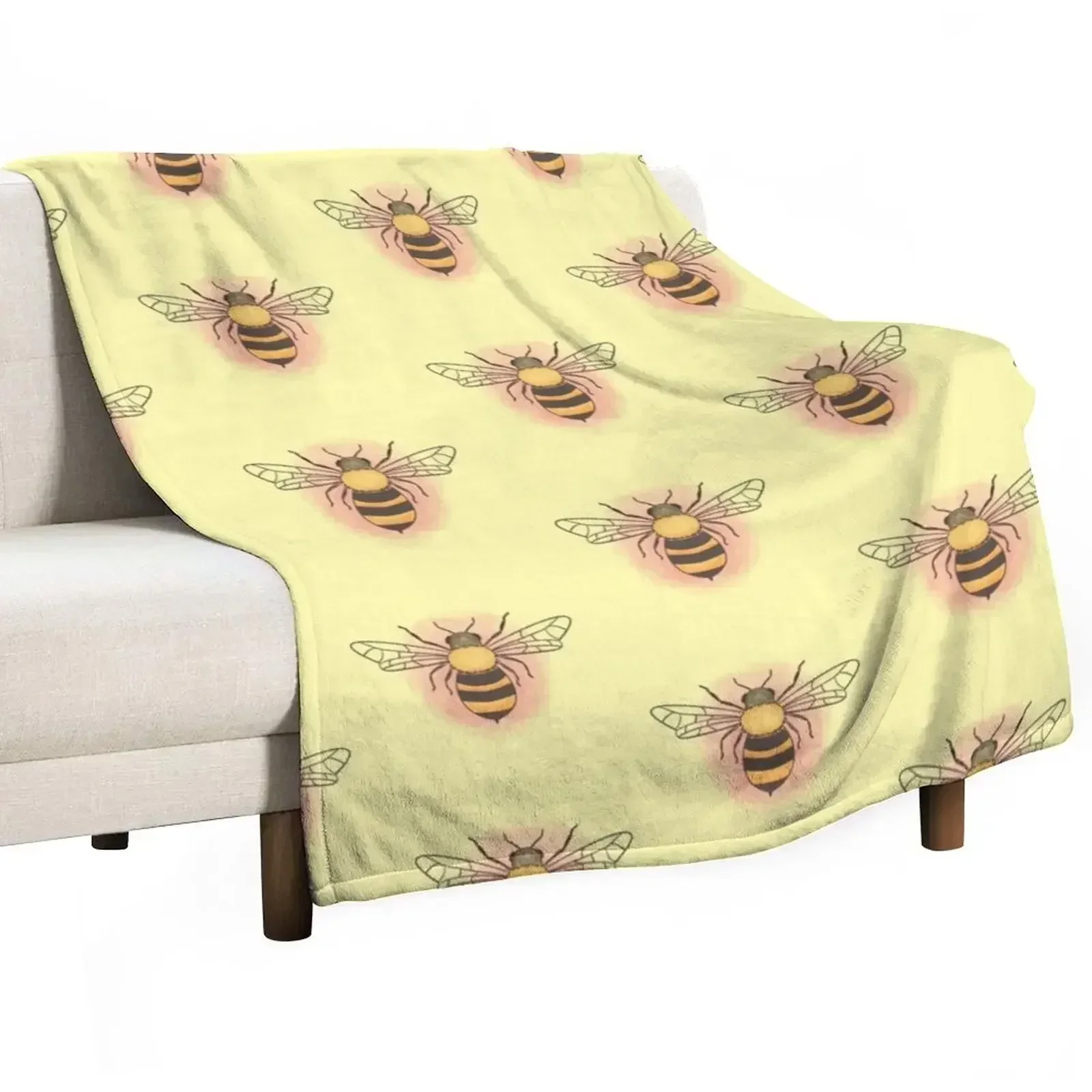 

New Honeybee Throw Blanket Flannel Soft Plush Plaid Blankets For Baby Blankets