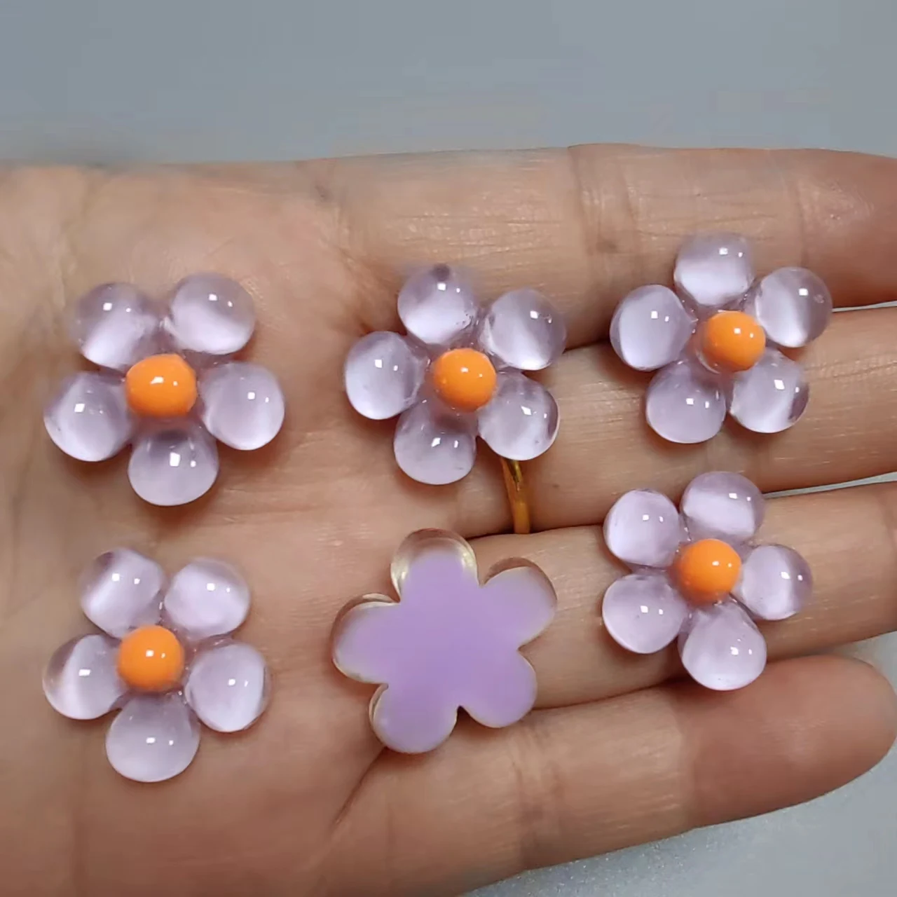

10Pcs Cartoon Cute Pink Purple Flower Candy Bow Resin Decor Diy Hair Accessories Phone Case Tablet Computer Parts Bulk Supply