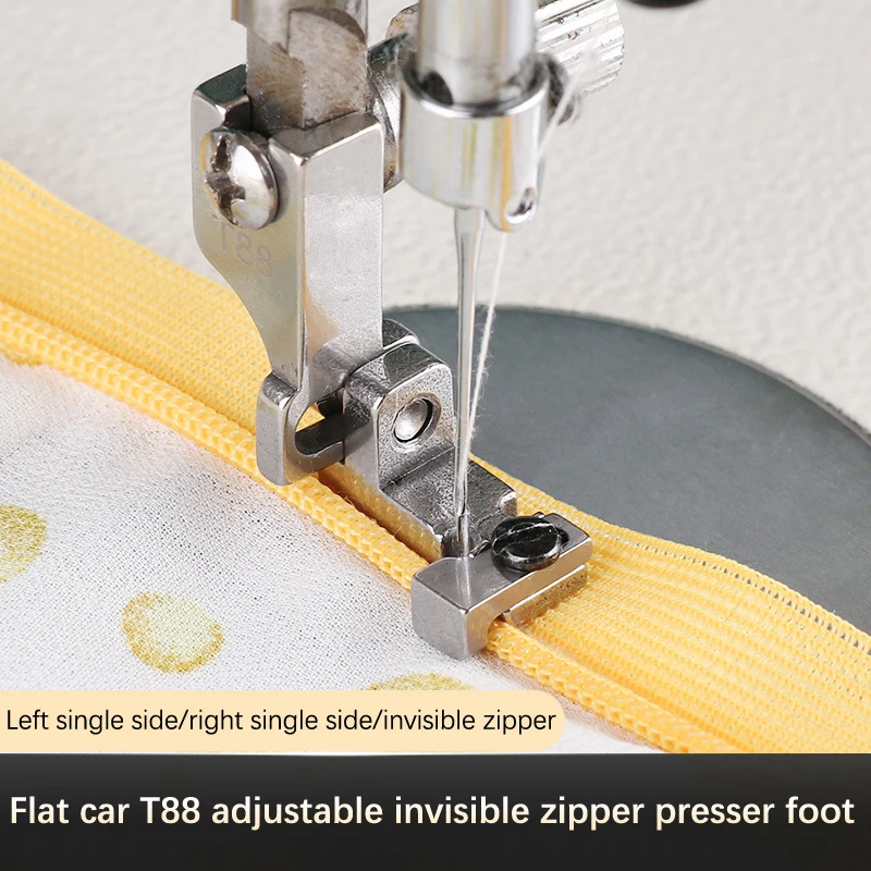 T88 Industrial Sewing Machine Lockstitch Single - Sided Invisible Zipper Presser Foot With Adjustable Edge Blocking