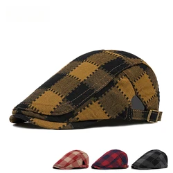 Poliestrowa czapka beretowa unisex z patchworkowym wzorem i wzorem w kratkę Regulowany obwód głowy Wszystkie pory roku Plaid Newsboy