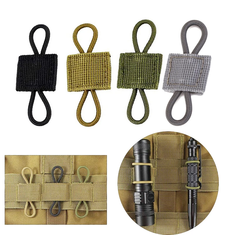 New Molle Elastic Strap Outdoor Tactical MOLLE Webbing Retainer Attachment Accessories Fix Buckle For PPT Antenna Flashlight