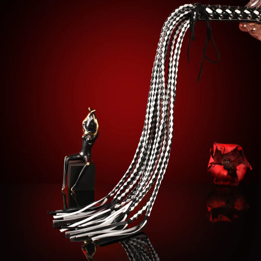 

64CM Genuine Leather Horse Whip Cross Tie Straps Handle for Equestrianism Cow Leather Horse Riding Spank Whips