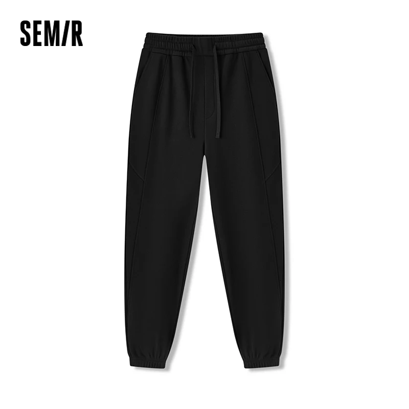 Semir Casual Pants Men 2024 Winter New Fleece Cuffed Knitted Pants Solid Color Versatile Pants