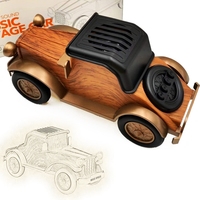 Classic Car Shape Portable Audio Hands-Free Fm Usb Subwoofer Music Player Wood Bluetooth Speaker Mobile Phone Stand Gift Speaker