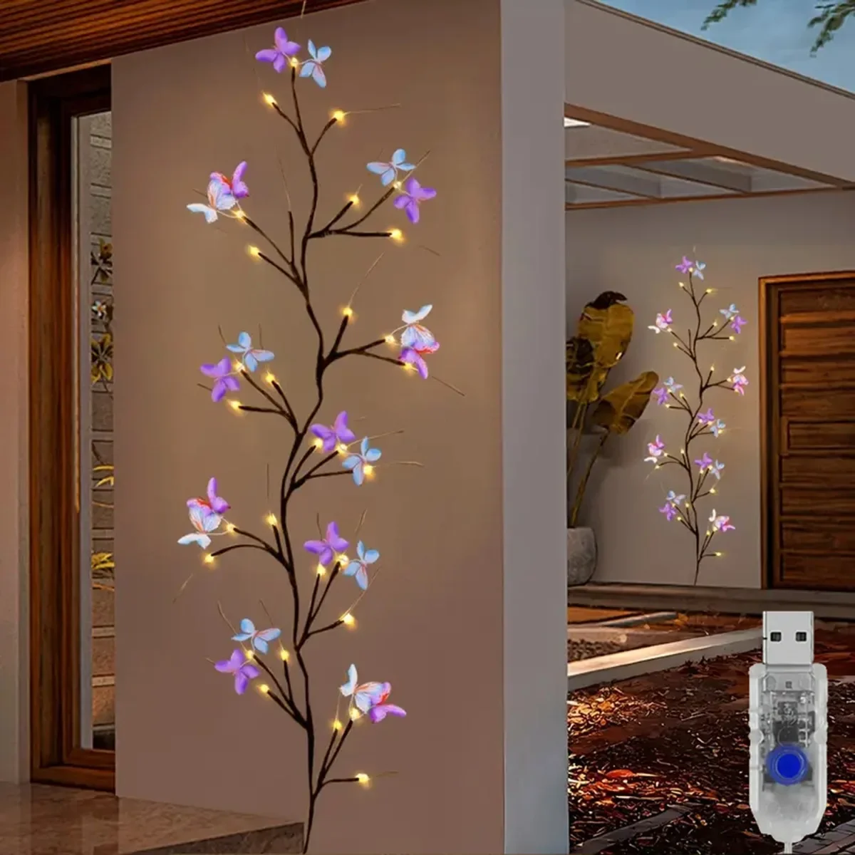 luz-de-videira-encantada-com-30-leds-borboleta-usb-8-modos-a-prova-d'Agua-decoracao-para-quarto-jardim-casamento-casa-e-feriados
