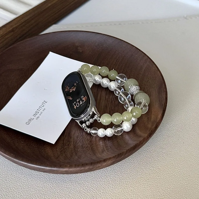 Natural Crystal Pearl Band for Xiaomi Watch 10 9 8Pro S4 S3 Boho Elastic Beaded Bracelet for Redmi Watch 6 5 4 Women Watch Strap