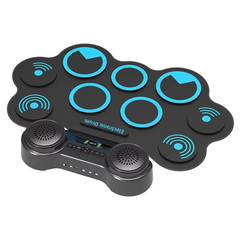 Silicone Thickened Drum Rack USB With Battery Blue-tooth Dual Speaker Drum Kit Hand-held Electronic Drum