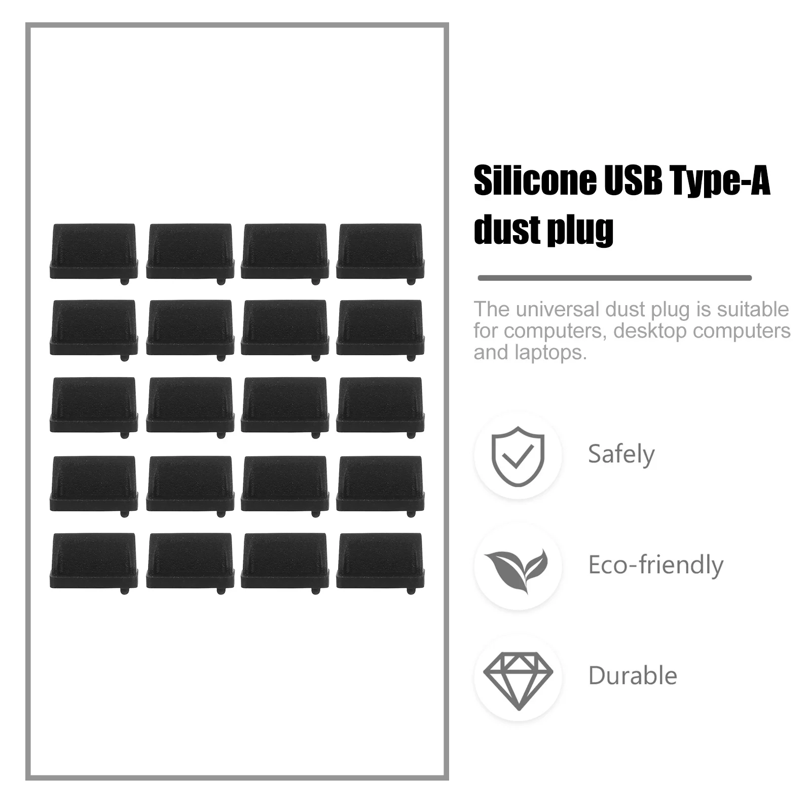 

20 PCS Computer Cover USB Port Plug Covers End Silicone Type-A Accessory Stopper