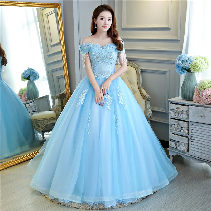 Ball Gown Quinceanera Dresses Women Appliques Tassel Tulle Off Shoulder Prom Party Graduation Gowns Formal robe de mariée