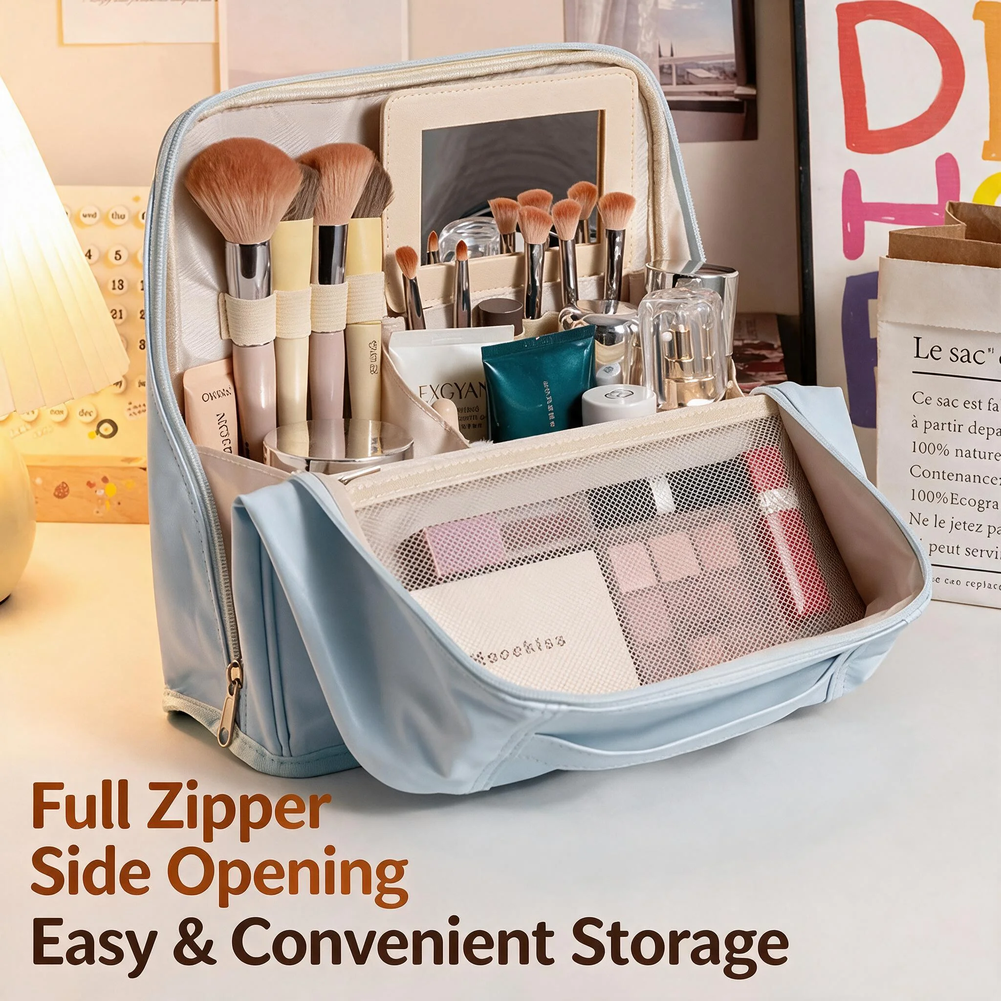 Portable Makeup Bag, Hangable Luggage, Waterproof, Foldable, Upright Travel Toilet Bag, Home Storage Bag