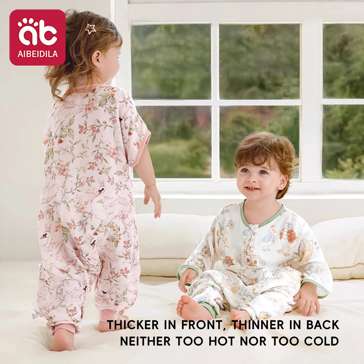 Swan Kids Sleeping Bag Cute Breathable Thin Sack Sleepsack Detachable Short Sleeves Sleepwear Wearable Blanket Bodysuit 1-5T - view 6