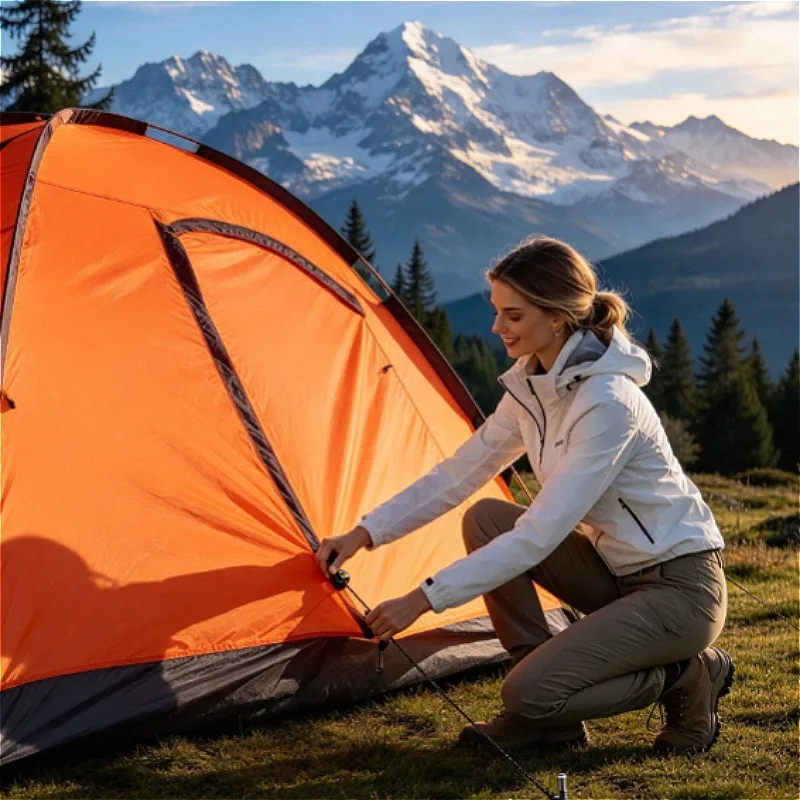 One Bedroom, One Living Room, 4-person Tent, Double-layer Aluminum Pole, Four-season Household, Windproof and Rainproof Tent