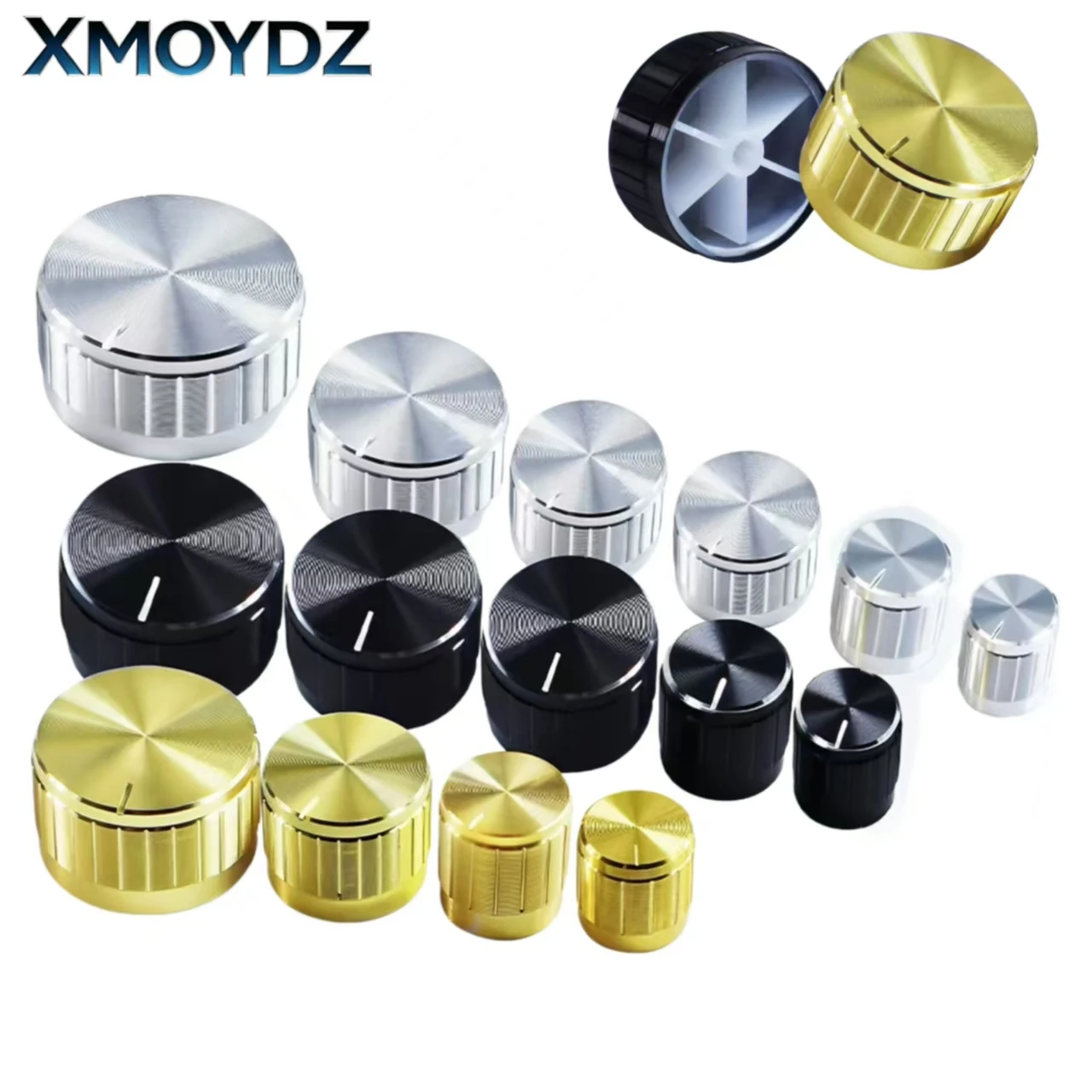 Aluminum Alloy Potentiometer Knob Volume Control 6mm Knurled Shaft for HiFi Audio Amplifier CD Player Black Silver Gold DIY