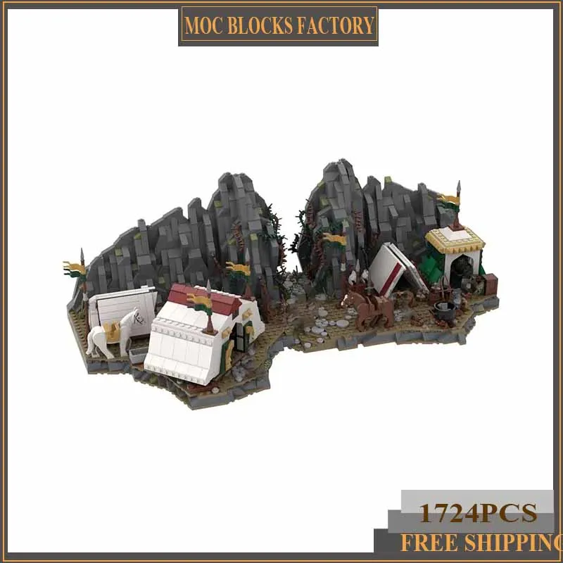 Moc Building Block Magical Rings Movie Scene Dunharrow Shelter Model Castle Bricks DIY Assembly Street View Toy Child Gift