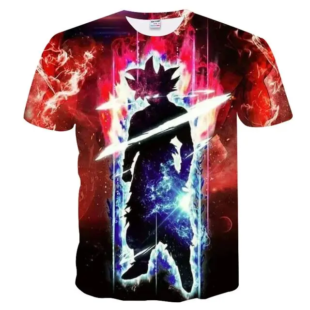 Camiseta de Dragon Ball 3D para hombre y niño, camisa informal de manga corta con cuello redondo, Goku, Vegeta, 2024