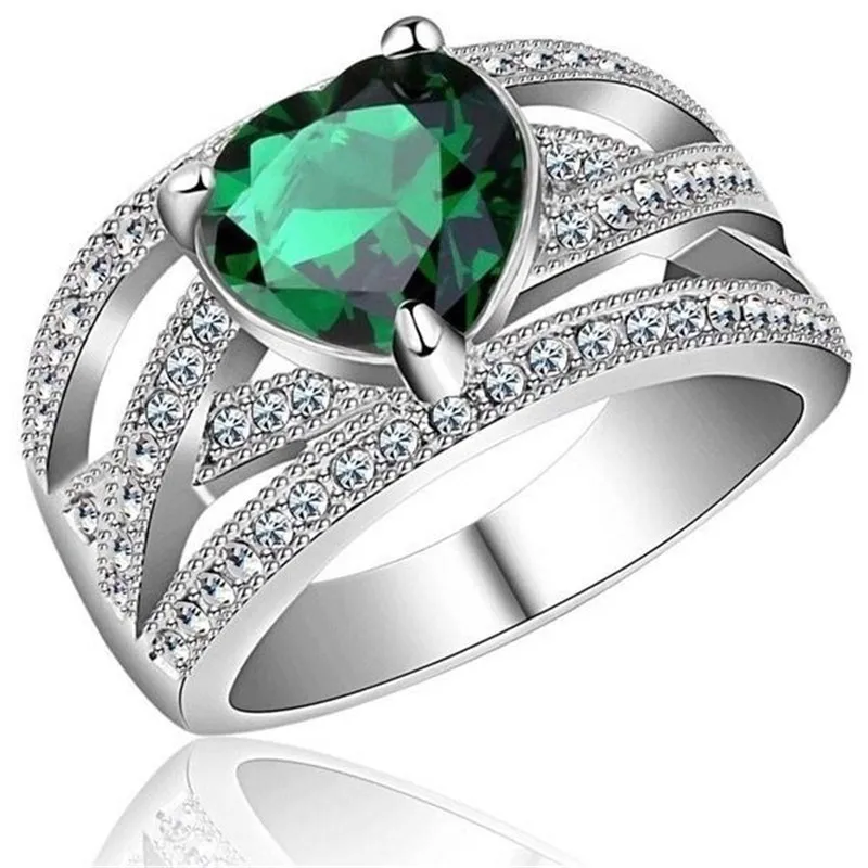 925 Sterling Silver Ring With Heart Shaped Blue Zircon Diamond Set Ocean Heart Design Elegant Hand Jewelry For Women And Girls