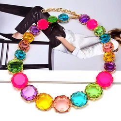 High Quality Multicolor Acrylic Choker Necklace Women Jewelry Resin Statement Collar Necklace